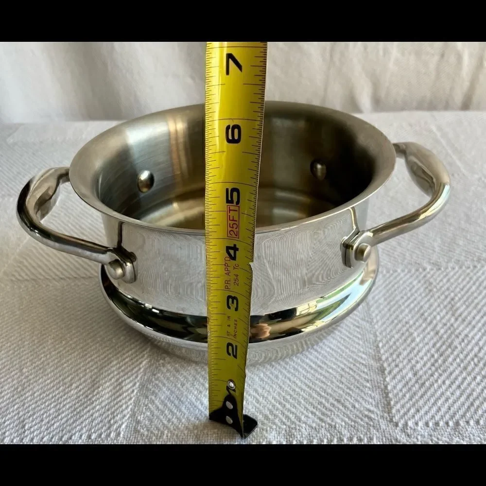 Stainless Steel Steamer Strainer Insert Cookware Double Handle EUC Used On Tv.